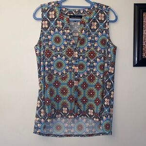 Future Contessa Mandala Multicolored Ruffled Sleeve Top